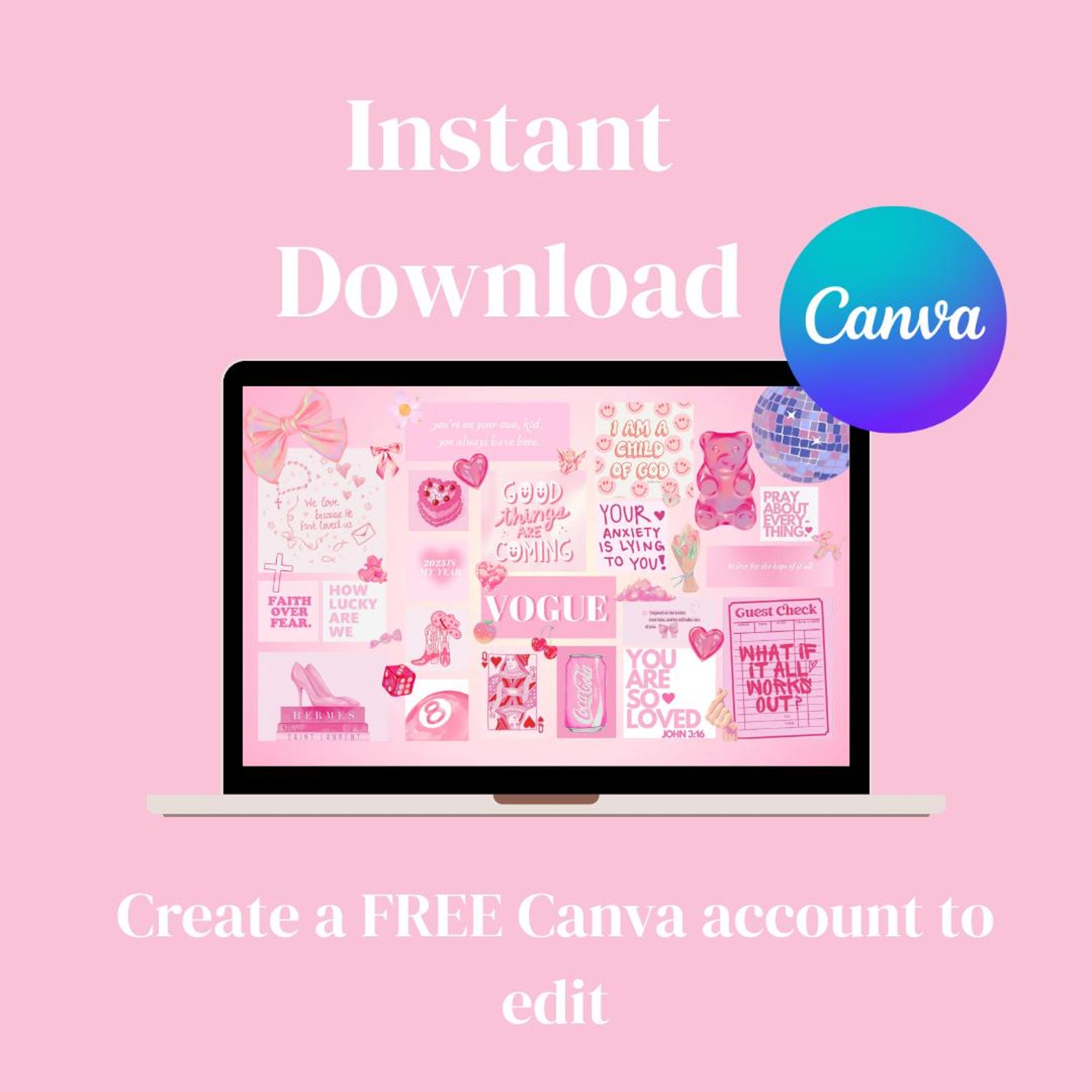 Pink Aesthetic MacBook Wallpaper | Editable Desktop (digital Download ...