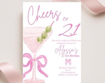 Pink 21st Birthday Invitation | Digital Download
