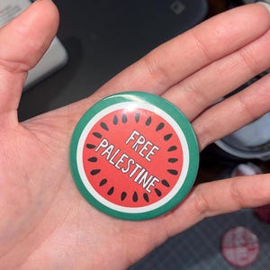 Free Palestine watermelon metal pin - half of proceeds go to Palestinian aid