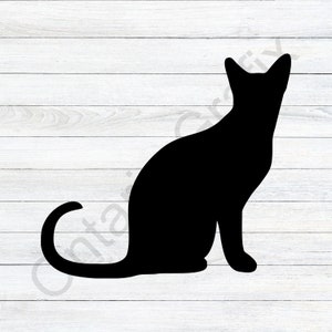 Cat Sitting Svg, Cat Silhouette svg, Sinal de gato, Gato preto, Gato da má sorte, arquivo cortado, design, dxf, clipart, vetor, eps, pdf, png