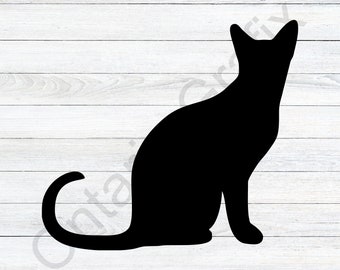Black Cat Silhouette SVG, Clipart Vector (Digital Files)