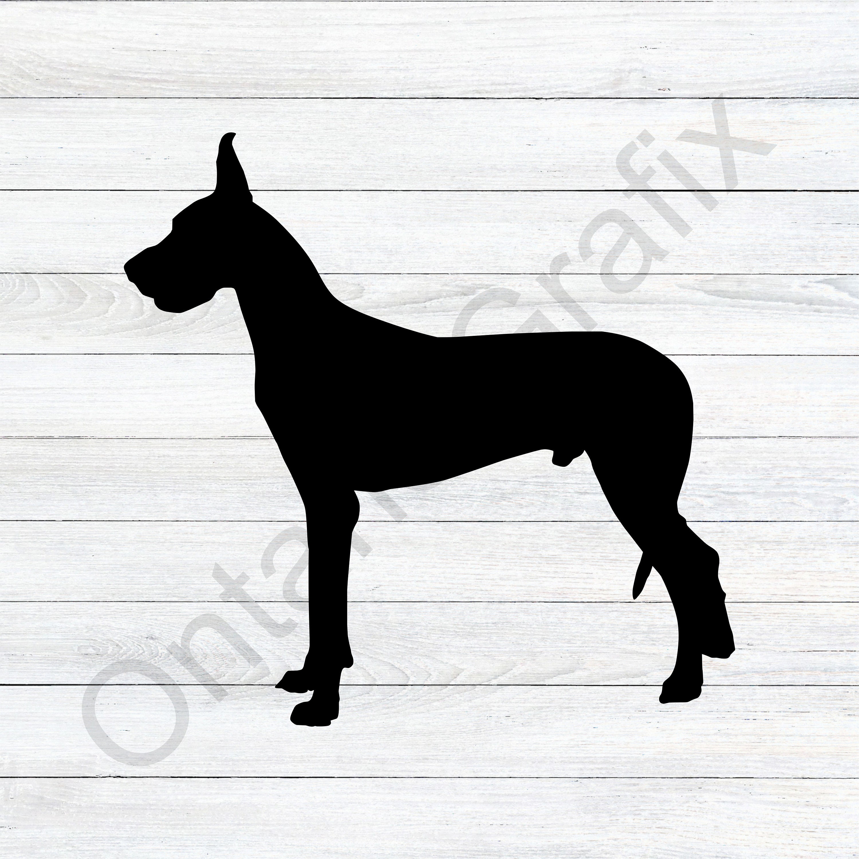 Great Dane Svg, Great Dane Silhouette Svg, Great Dane Sign, Black Great ...