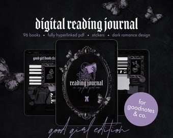 digital reading journal, good girl version, dark romance, book journal, dark book journal, goodnotes, digital reading