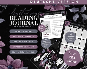 Reading Journal German, Digital Reading Journal, German Version, Digital Reading Journal, Book Journal, Book Journal Goodnotes