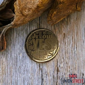 Multilingual Brass Decision Coin: YES/NO Engraved Flip Token