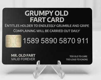 Personalized Grumpy Old Fart Card – Custom Name Metal Card – Funny Gift