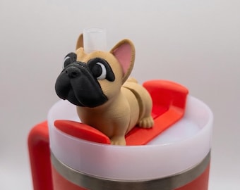 French Bulldog Straw Topper – 3D Printed Straw Buddy – Tumbler Accessory