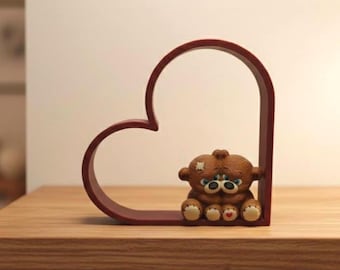 Heart Shelf Decor with Teddy Bear, a Romantic Valentine’s or Anniversary Gift