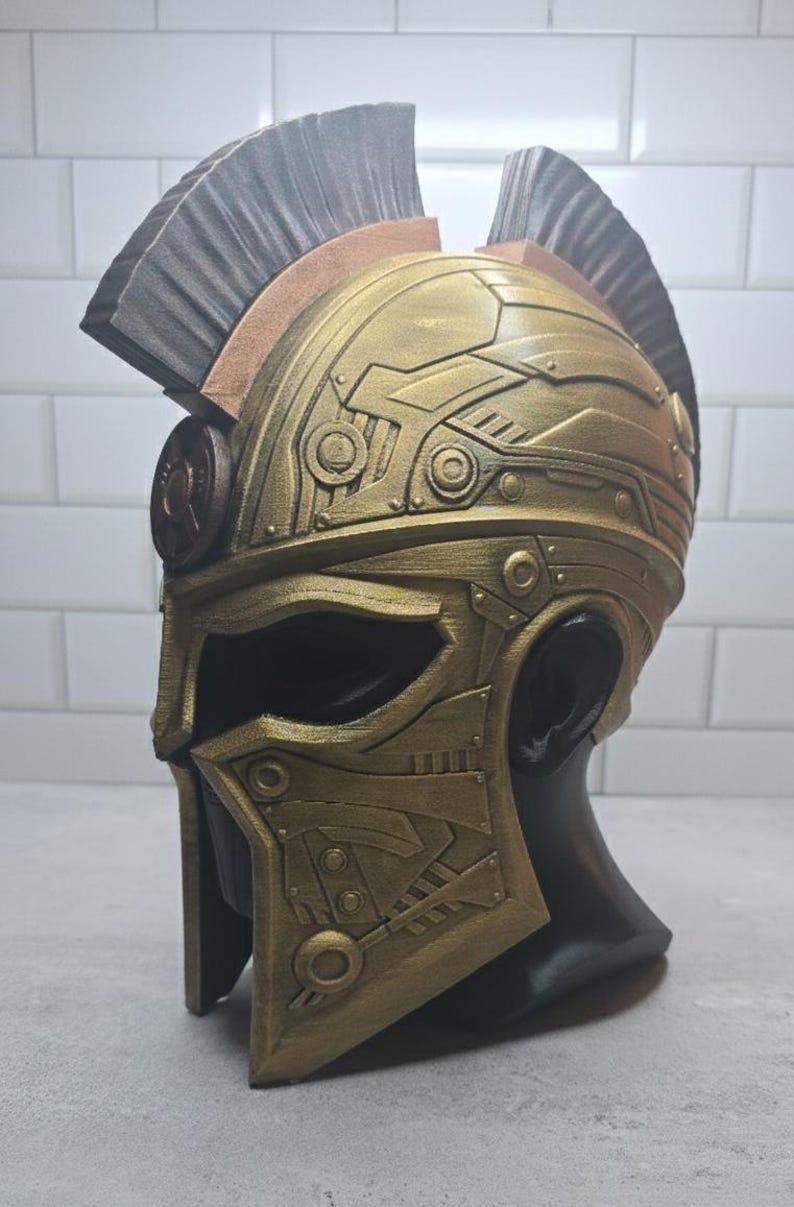 3D Printed Spartan Helmet Headphone Stand: Geeky Desk Decor image 3