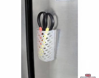 Magnetic Fridge Organizer Basket | 3D-Printed Pen Holder for Kitchen & Office | Modern Magnetic Storage Solution