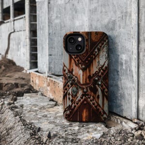 Rusted Metal Design Phone Case: Magnetic Tough, Industrial Style