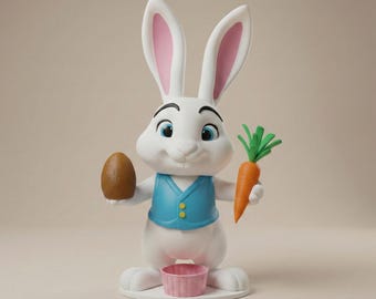 Large Easter Bunny Decor – 23″ Spring Display Figure with Removable Basket & Hidden Chocolate Egg