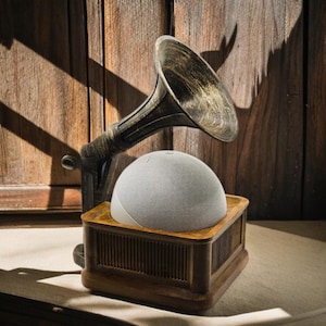 Vintage-Inspired Gramophone Stand for Echo Dot 5th Gen (Echo Sold Separately)
