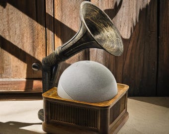 Vintage-Inspired Gramophone Stand for Echo Dot 5th Gen (Echo Sold Separately)