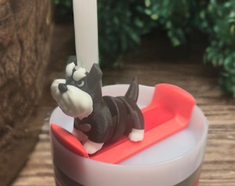 Articulating Schnauzer Straw Topper – 3D Printed Straw Mate Accessory