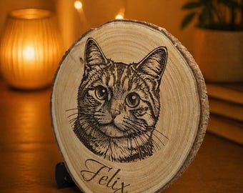 Personalized Pet Portrait Wood Slice