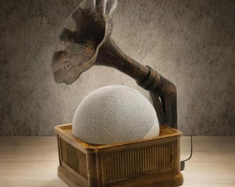 Retro Gramophone Echo Dot 5th Gen Holder: Bronze Flower Horn
