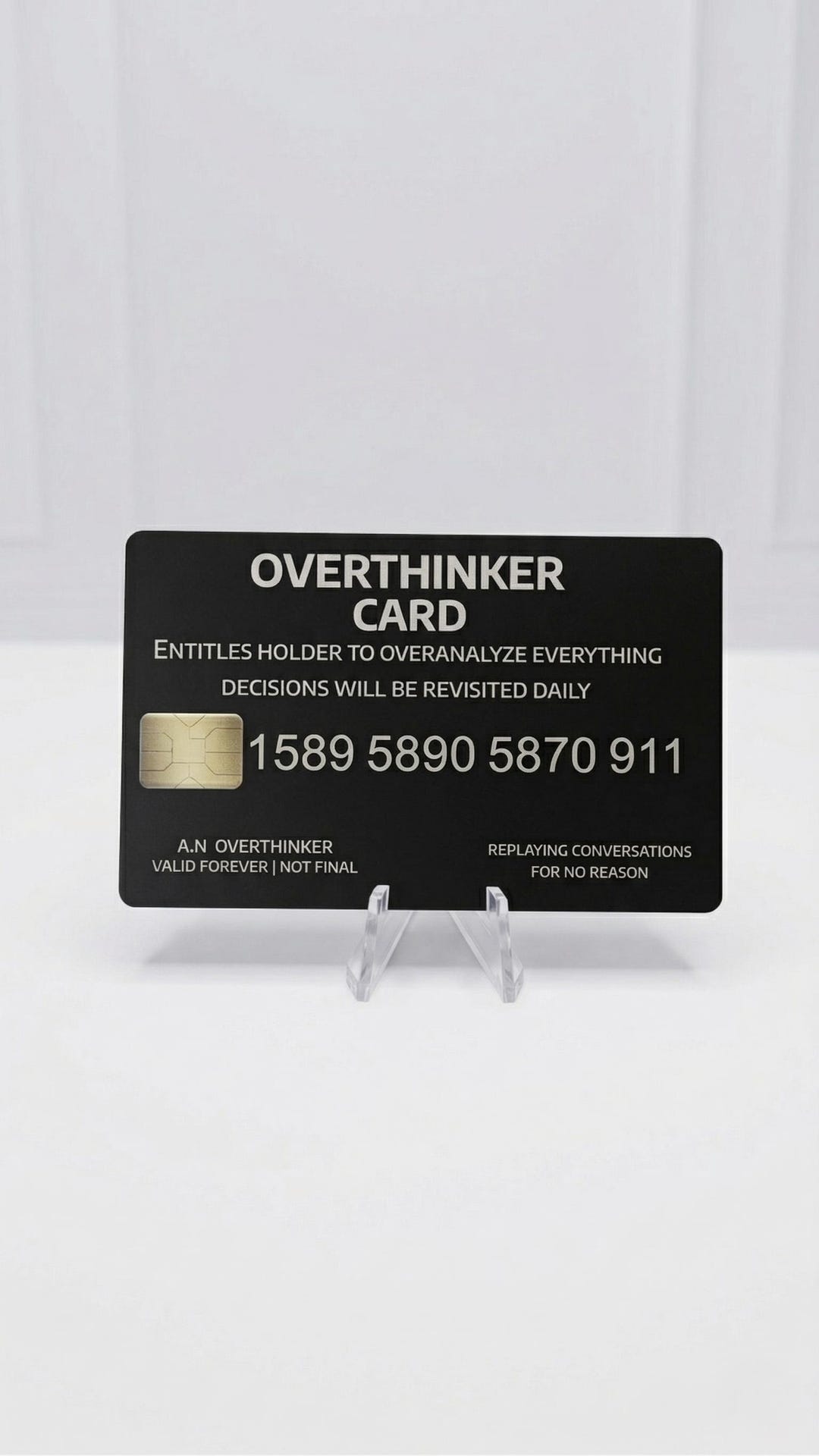 Overthinking Card Personalized Overthinker Card – Custom Name Metal Card – Funny Gift - Etsy