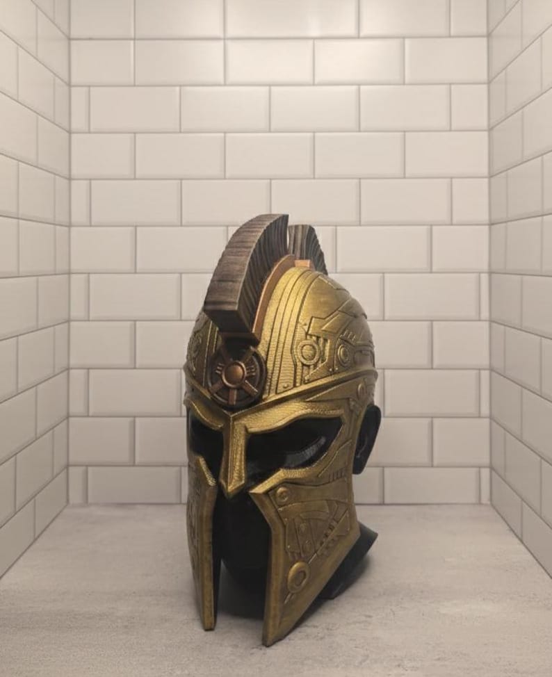 3D Printed Spartan Helmet Headphone Stand: Geeky Desk Decor image 1