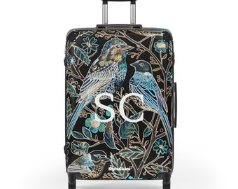 Personalized name William Morris inspired birds Suitcase for Travel Gift Cute Luggage Carry-On, Custom Name Gift, Vacation Gift for Traveler