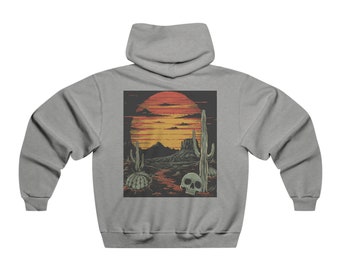 Skull Desert Graphic Hoodie: Cotton Blend Halloween Sweatshirt