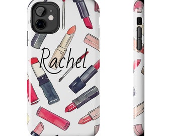 Personalisierte Name Lippenstift Design Phone Case | iPhone und Samsung Case Robuste Handyhüllen