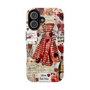 Rode vintage coquette collage telefoonhoesje voor meisjes preppy en schattig esthetiek telefoonhoesje voor iPhone 16,15 14 13 12 11 Pro Max 8 Plus X XR