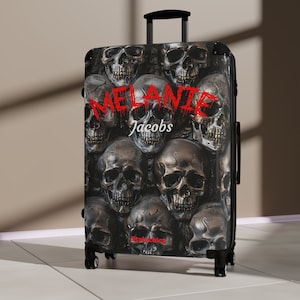 Menselijke schedel koffer voor mannen Gothic bagagekoffer voor vrouwen reiskoffer voor luchthavencabine handtas voor meisje gepersonaliseerde koffer