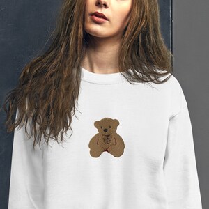 EMBROIDERED TEDDY BEAR Crewneck Teddy Bear Sweatshirt Christmas Bear Sweatshirt Soft Cozy Sweatshirt Fall Cute Crewneck Gift for Her Gf Gift