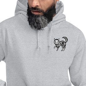 Embroidered skeleton Cat hoodie Ghost Cat spooky Hoodie Cat Lover Gift Halloween Gift Cats Owner Unisex Hoodie gift