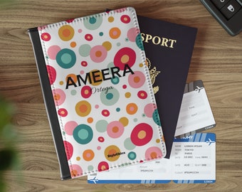 Personalisierte Name Passport Cover Polka Dot Design, Benutzerdefinierte Passinhaber Reisegeschenk Passport Wallet für sie