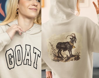 Vintage Goat Hoodie: Edgy Unisex Sweatshirt with Skull