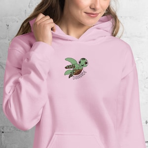 Turtle Unisex Hoodie, Handmade Embroidered Hoodie, Premium Hooded Sweater, Hoodie Embroidery - Multiple Colors
