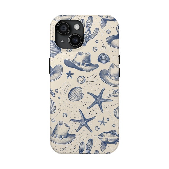 Coastal Cowgirl Phone Case: Beach Western Toile Protective iPhone Case