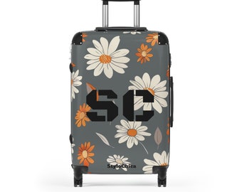 Bold Boho Daisy Rolling Koffer, erhältlich in 3 Größen, tragen Sie auf 22 Zoll, M 27 Zoll, L 31 Zoll, 360 drehbare Räder, Teleskopgriff