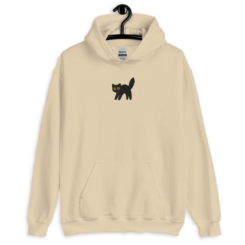Embroidered Black Cat Hoodie – Premium Unisex Hoodie - Etsy