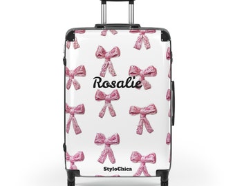 Personalized name Suitcase Pink Coquette Aesthetic Travel Gift Cute Luggage for Girl Carry-On, Custom Name Gift, Vacation Gift for Traveler