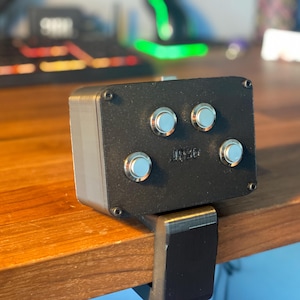 DIY STL Files Race Flight Simulator Button Box With Desk Clamp 4 Customizable Buttons Minimalist Control Box Flight Race Simulators SimHub