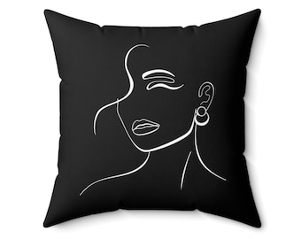 Line Art Face Throw Pillow