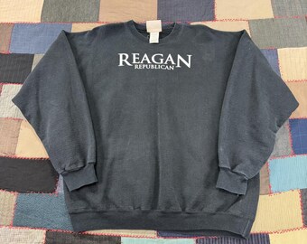 Vintage 90s Reagan Republican Crewneck Sweatshirt Men's Black Graphic Pullover L