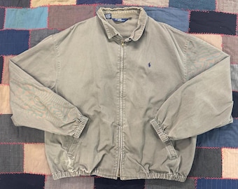 Vintage 90's Polo Ralph Lauren NYC Cotton Windbreaker Harrington Jacket Size XXL