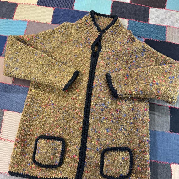 Vintage 80s Chunky Speckled Wool Knit Cardigan – … - image 2
