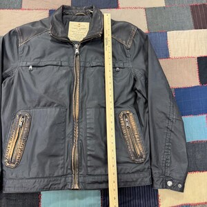 Vintage Tommy Bahama Biker Jacket Men's Black Cotton Leather Winter - Medium image 3