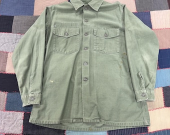 Vintage US Army Air Force Utility Shirt Mens Military OG 107 Workwear