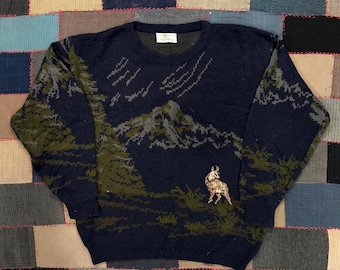 Vintage 90s Wilderness Scene Sweatshirt Nature Graphic Crewneck Pullover