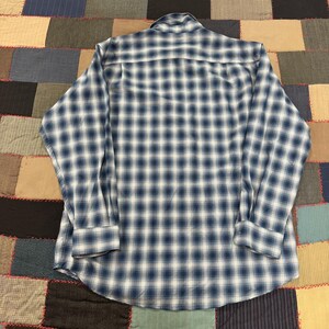 Sir Pendleton Fine Worsted Wool Button-Down Shirt Blue White Shadow Plaid - XL image 5