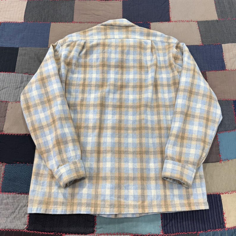 Vintage 70s Pendleton Wool Plaid Board Shirt Loop Collar Classic USA Made - L Bild 8