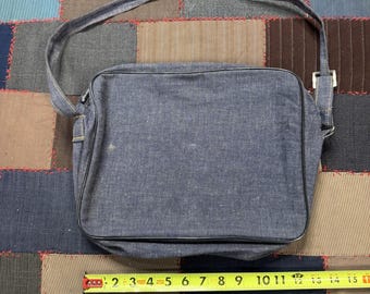 Vintage 1970s Denim Jean Style Shoulder Strap Travel Bag Deadstock w Box
