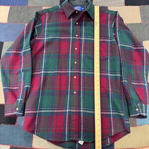 VTG 90's Pendleton Button Up Long Sleeve Shirt Mens Red Green Plaid Virgin Wool Bild 2