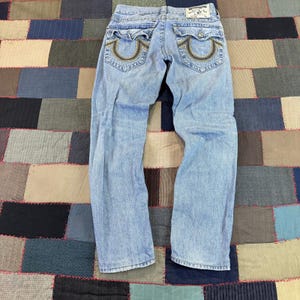 Vintage 90s True Religion Jeans Blue Denim Slim Horseshoe Embroidery USA Made 30 image 5